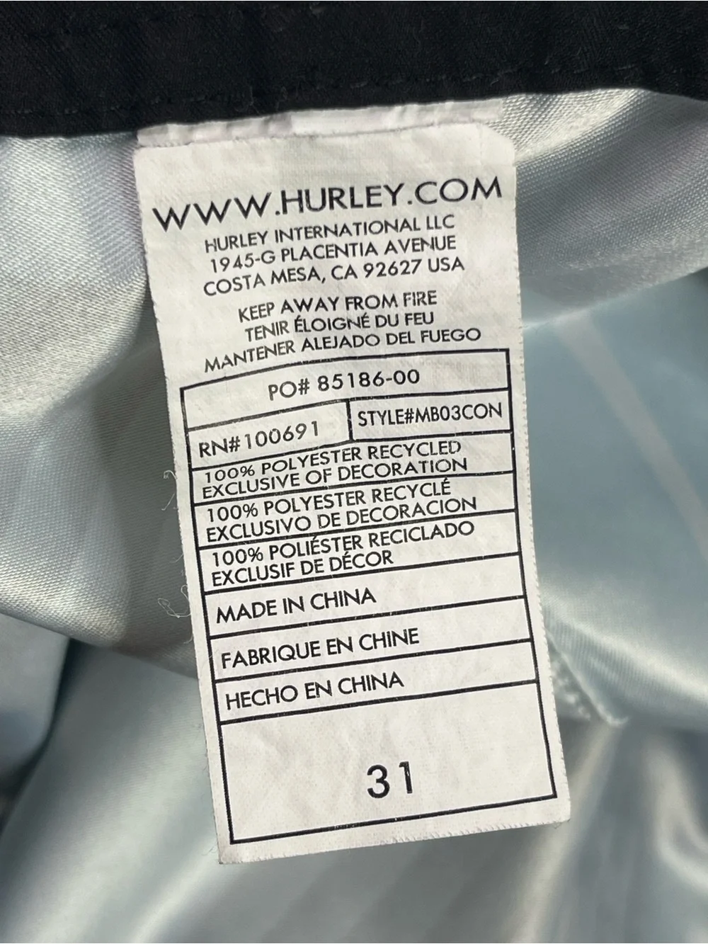 Hurley Men's Boardshorts Size 31 Plaid Gradient Dip Dye Swim Trunks Teal Blue